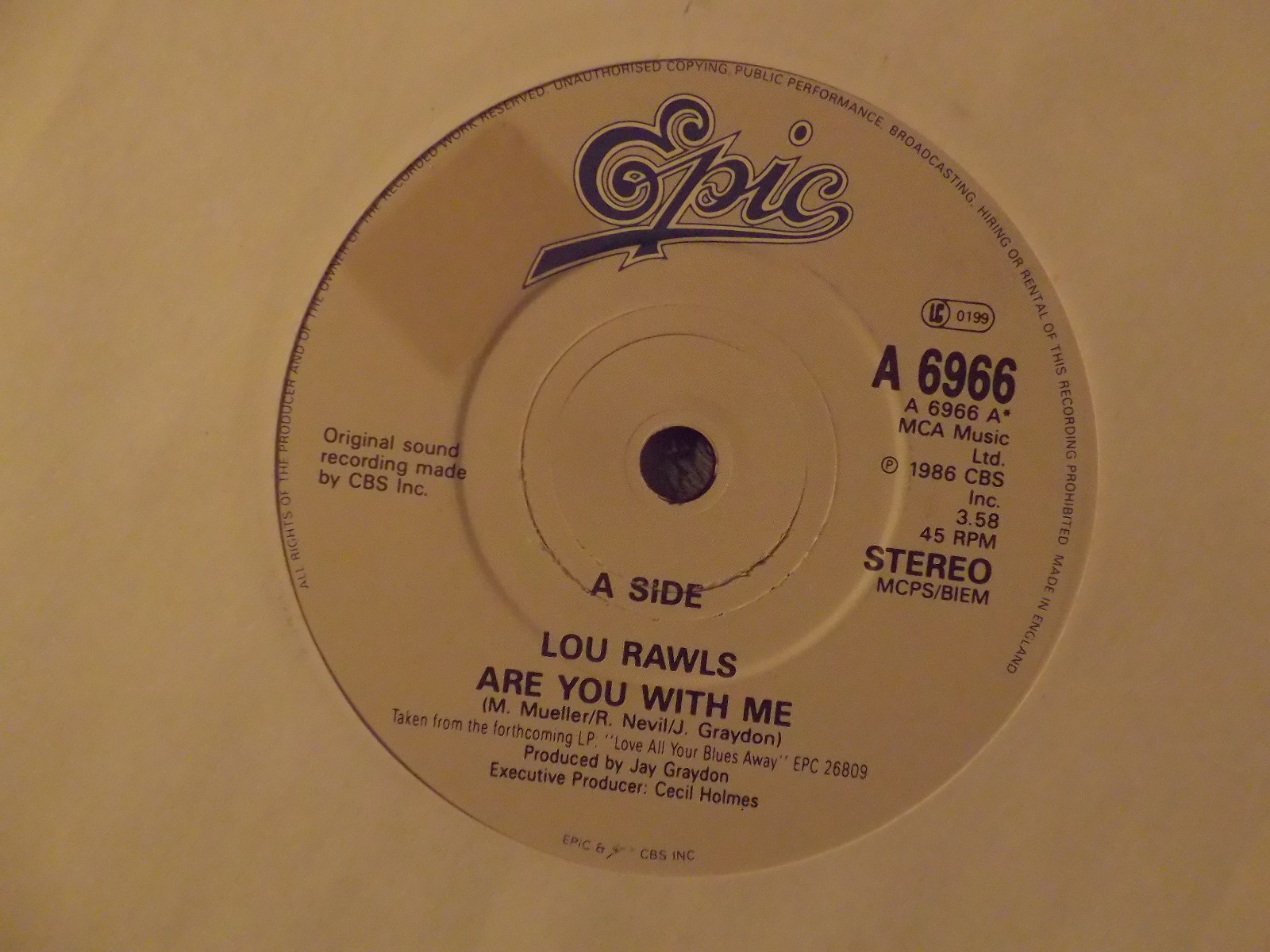 Lou Rawls – Are You with Me / Are You with Me (Instrumental), Epic Records