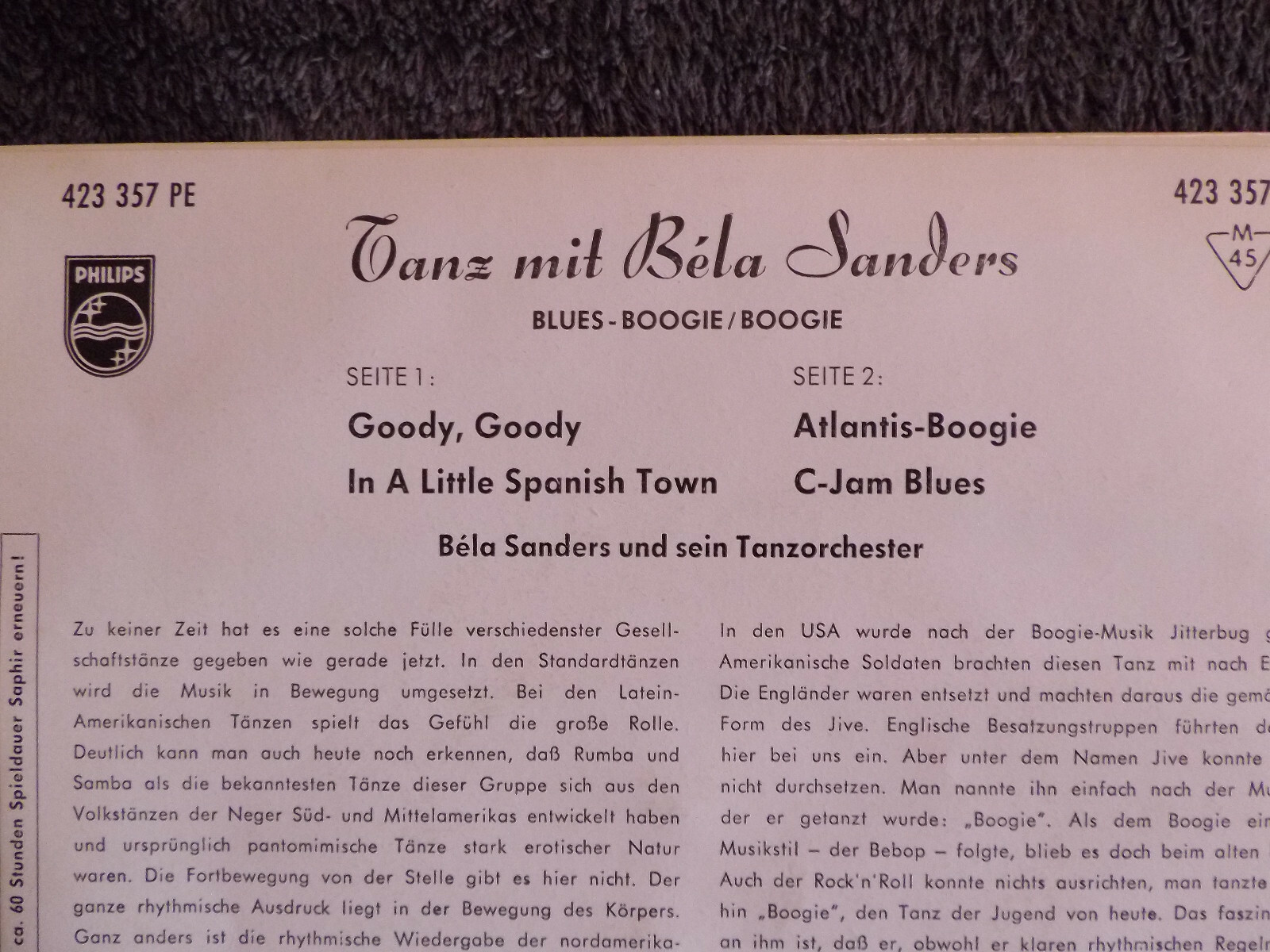 Bela Sanders – Tanz mit Bela Sanders · Philips Records 423 357 PE · 1964, Bild 3