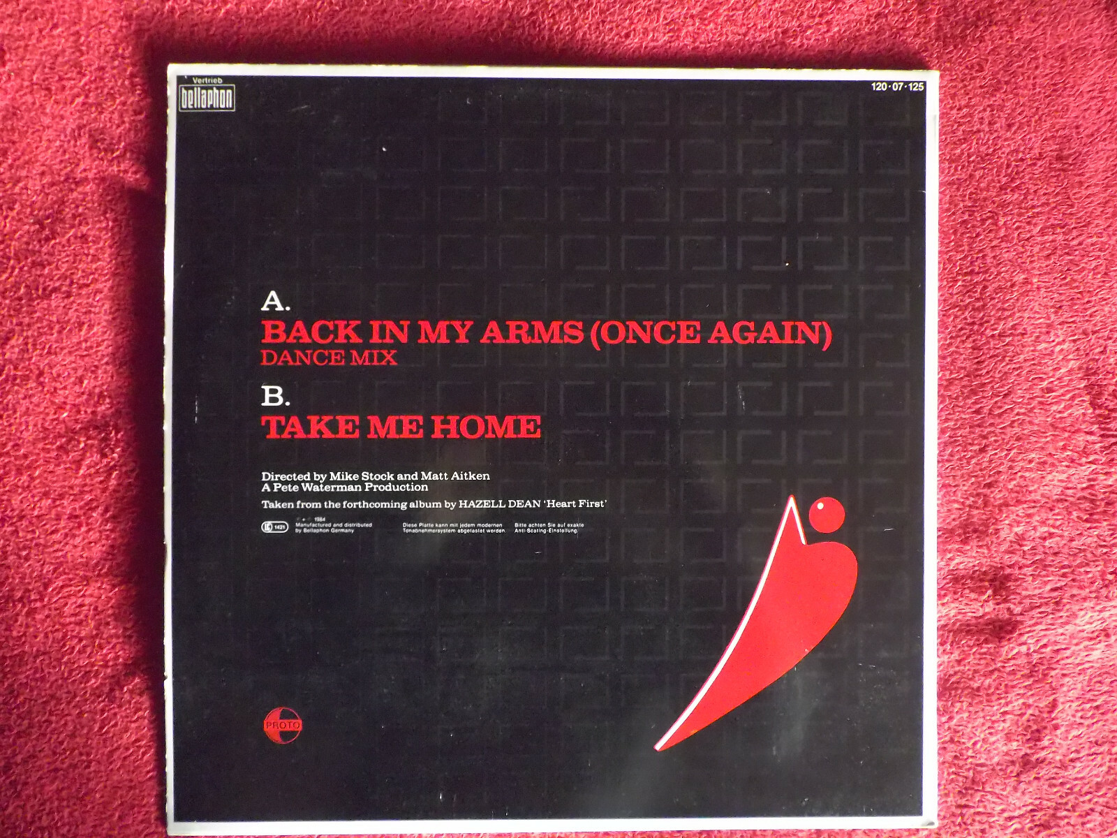 Hazell Dean – Back in my arms / Take me home (12" Maxi-Single, 1984), Bild 3
