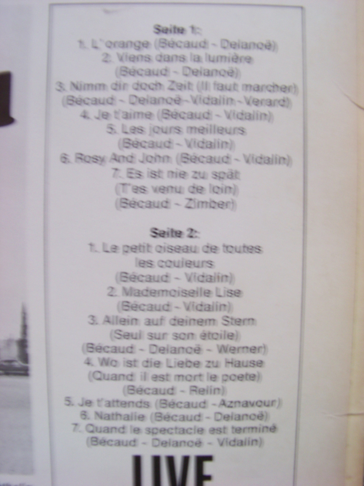 Gilbert Becaud – Live Monsieur 100000 Volt persönlich | HörZu / EMI Records LP, Bild 3