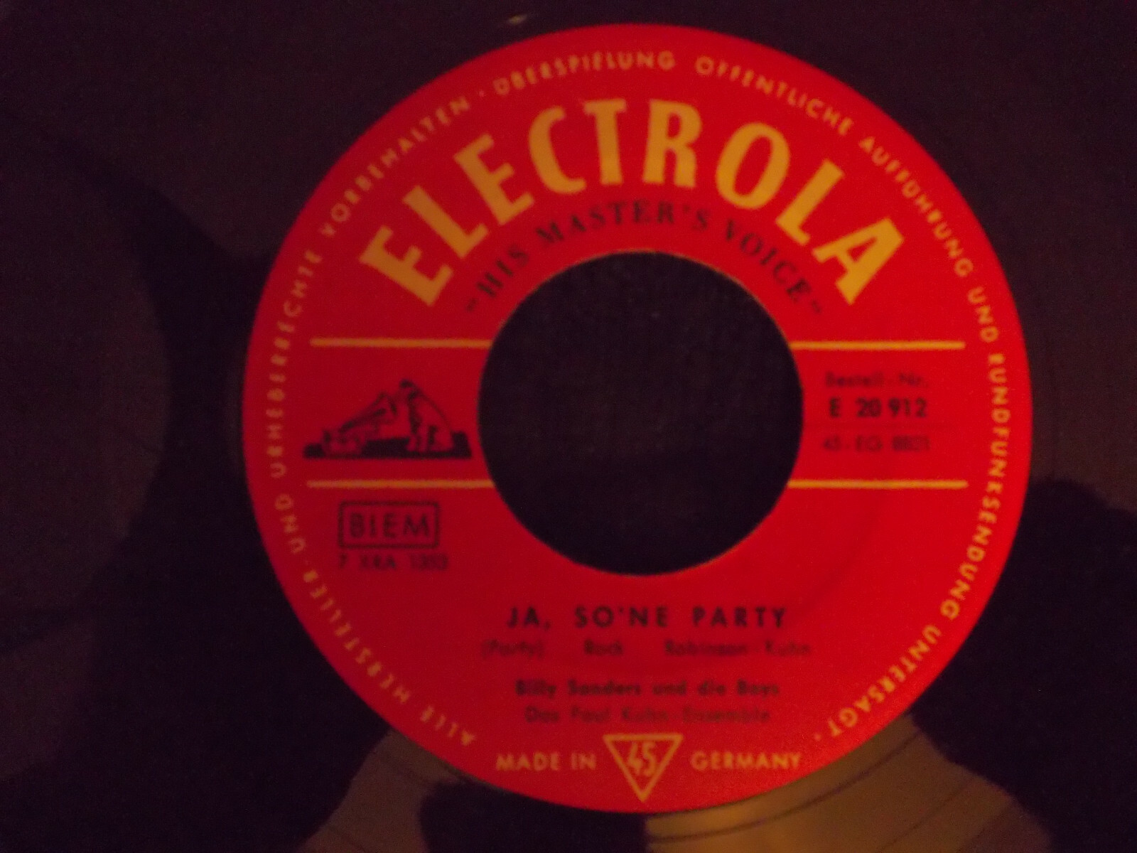 Billy Sanders – Di-Di-Dinah / Ja, so´ne Party (Electrola Records, E 20 912), Bild 3