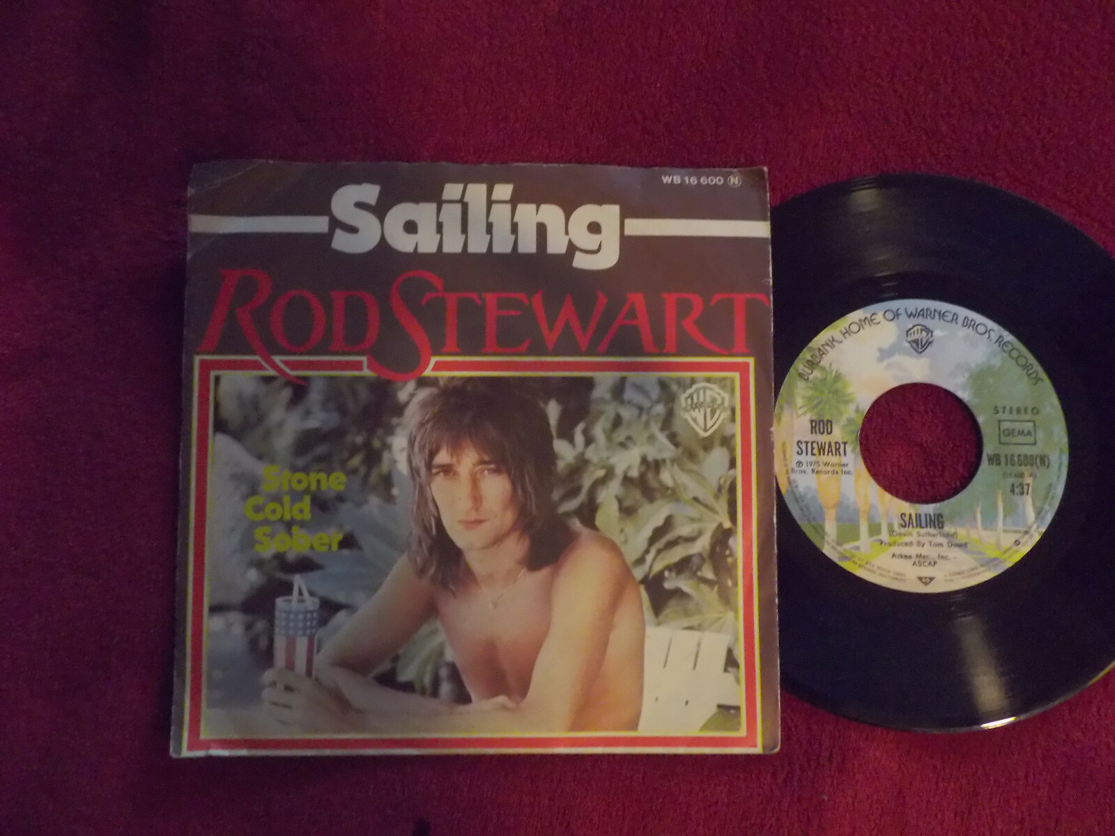 Rod Stewart – Sailing / Stone cold sober (Warner Bros. Records, WB 16 600 ( N ), 7-Inch-Single, 1975)