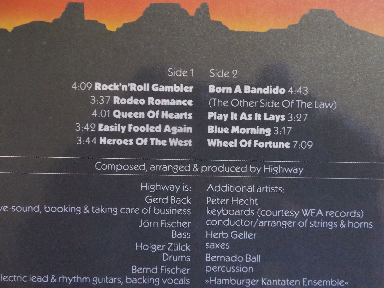 Wheel of Fortune – Highway (LP, Pinball Records, 1979), Bild 3