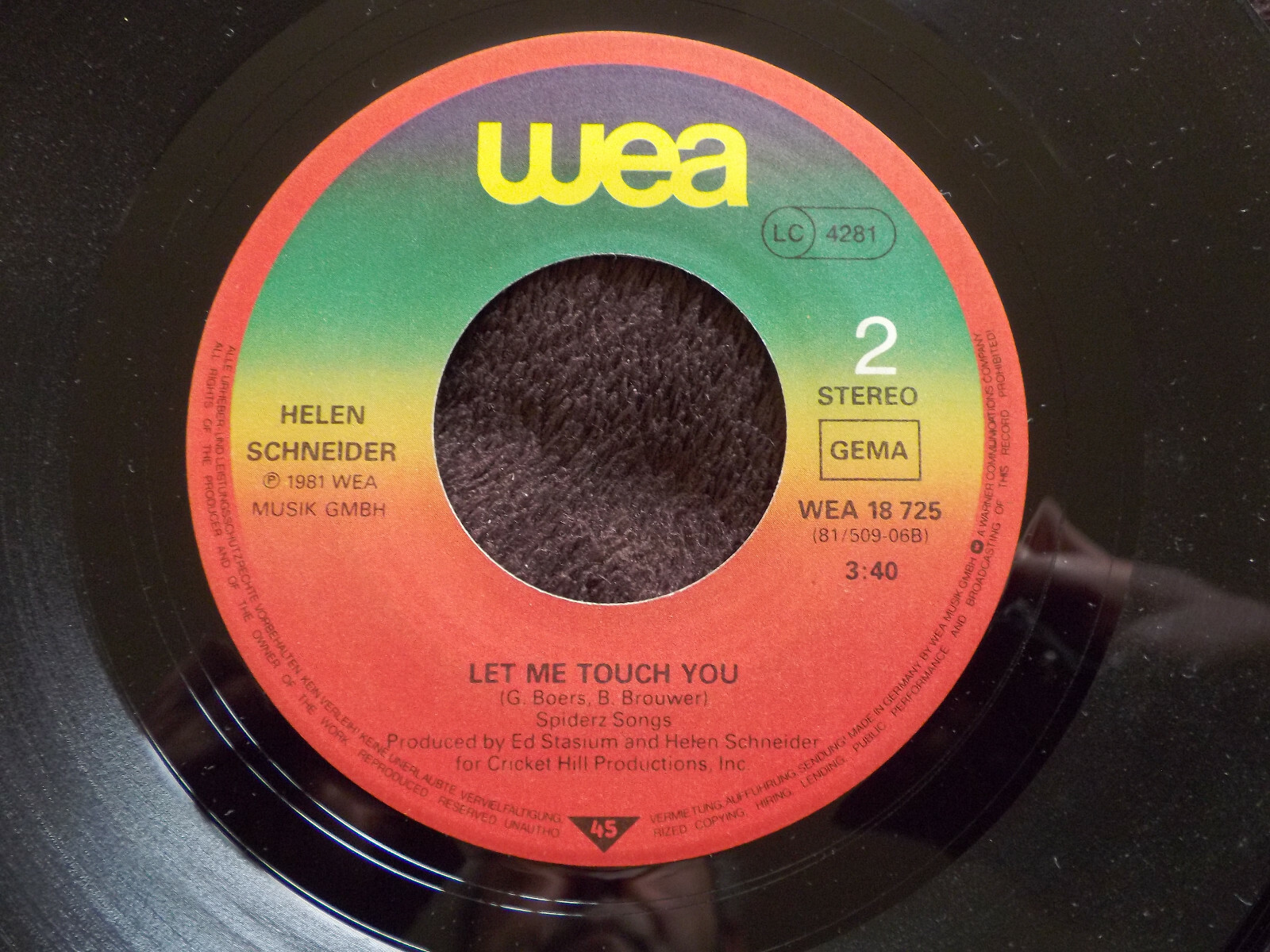 Helen Schneider – Shadows of the night / Let me touch you (WEA 18 725), Bild 2