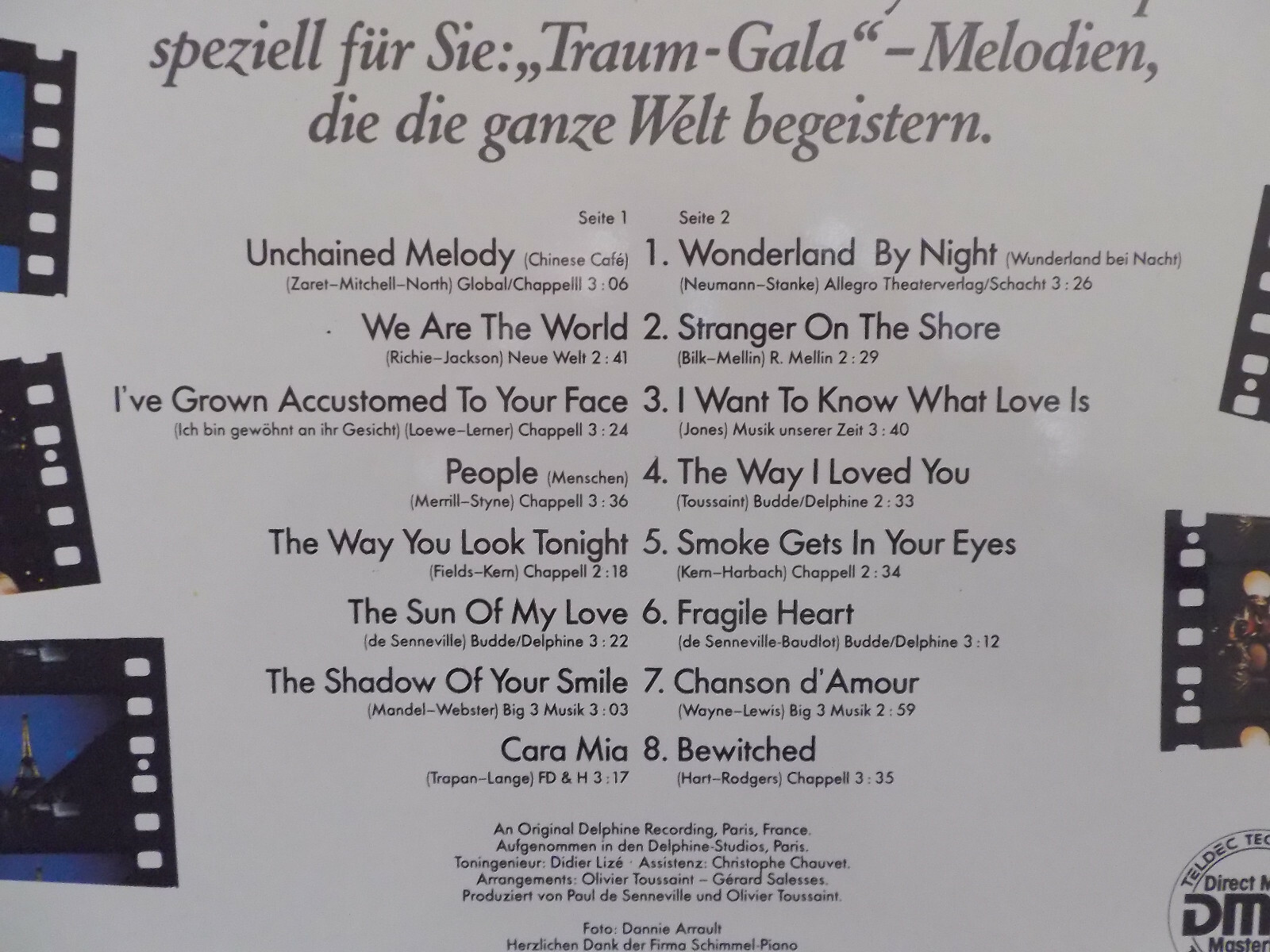Richard Clayderman – Träumereien 2 (LP, Teldec Records, 1986), Bild 4