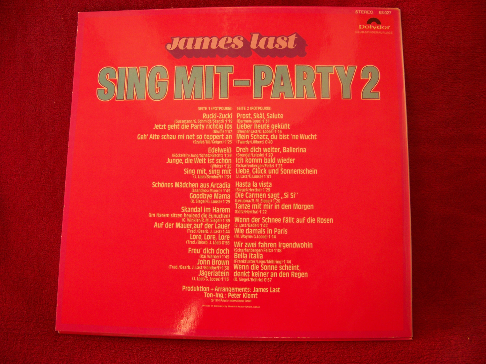 James Last – Sing Mit-Party 2 | Polydor LP, Club-Sonderauflage, 1974, Bild 2