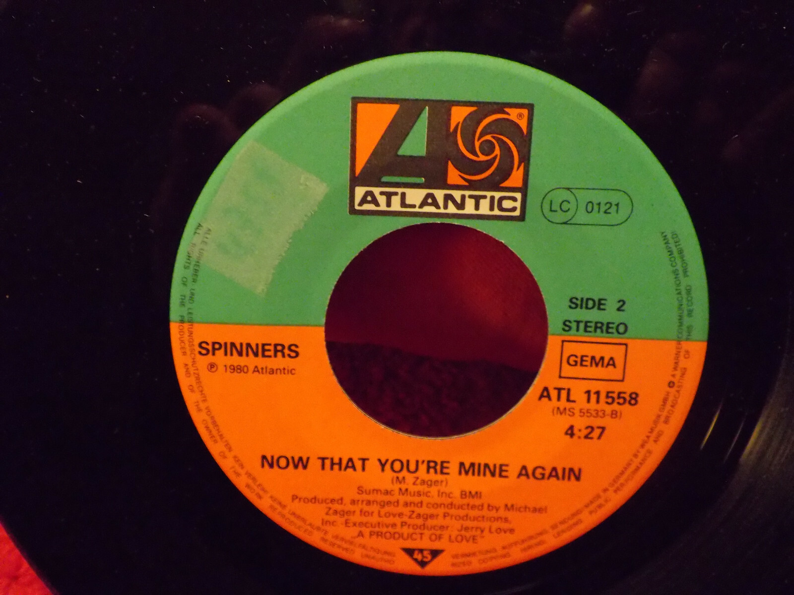 Spinners – Split Decision / Now That You're Mine Again (Atlantic, ATL 11 558, 1980), Bild 2