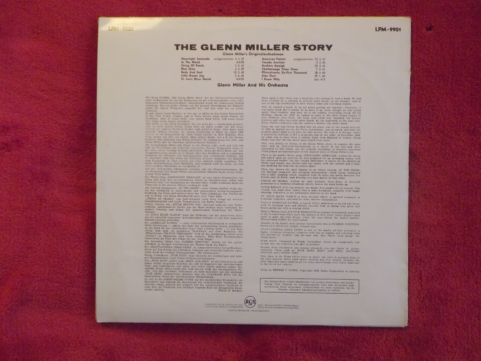 Glenn Miller – Glenn Miller Story | RCA Records LPM - 9901, LP, Bild 3
