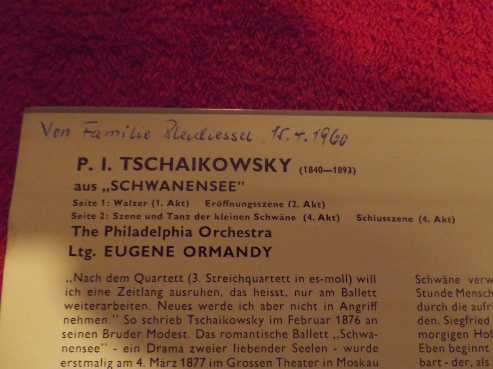 The Philadelphia Orchestra – Schwanensee | Philips Records 409 080 AE, Bild 4