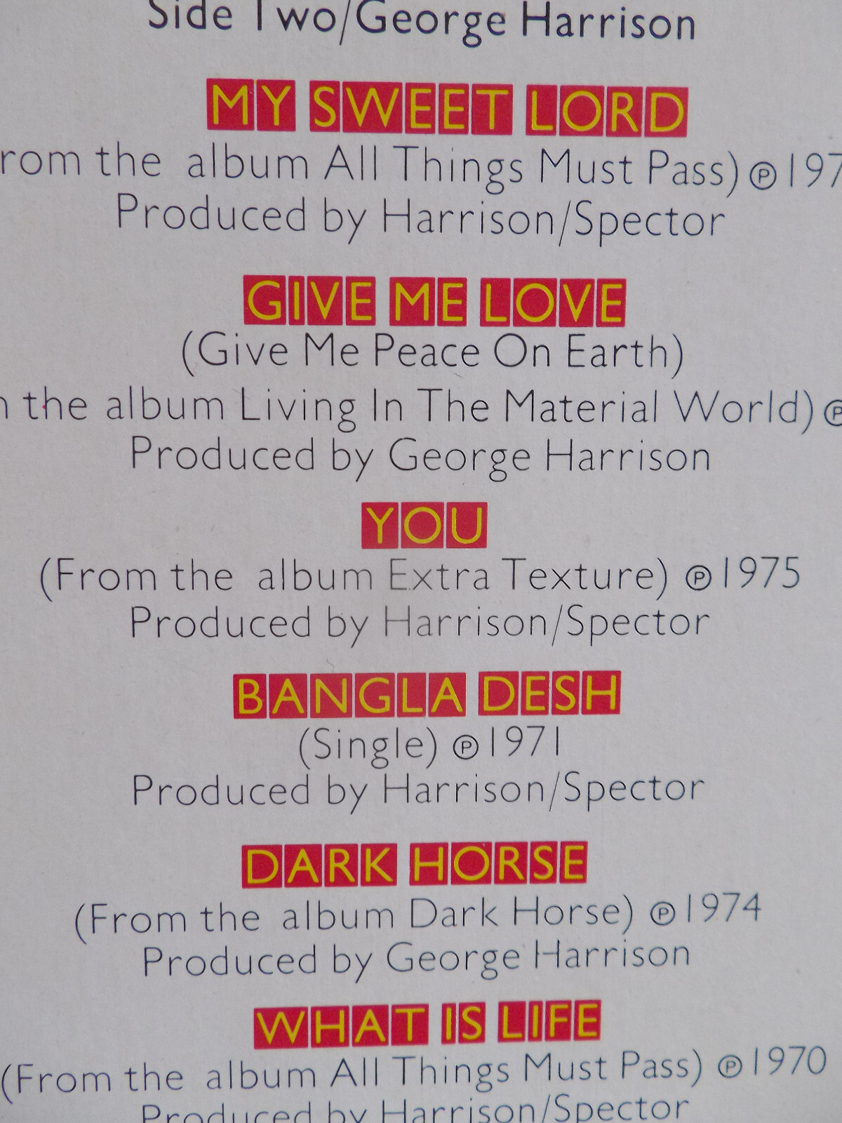 George Harrison – The Best of George Harrison | LP, EMI / Odeon, 1976, Bild 4
