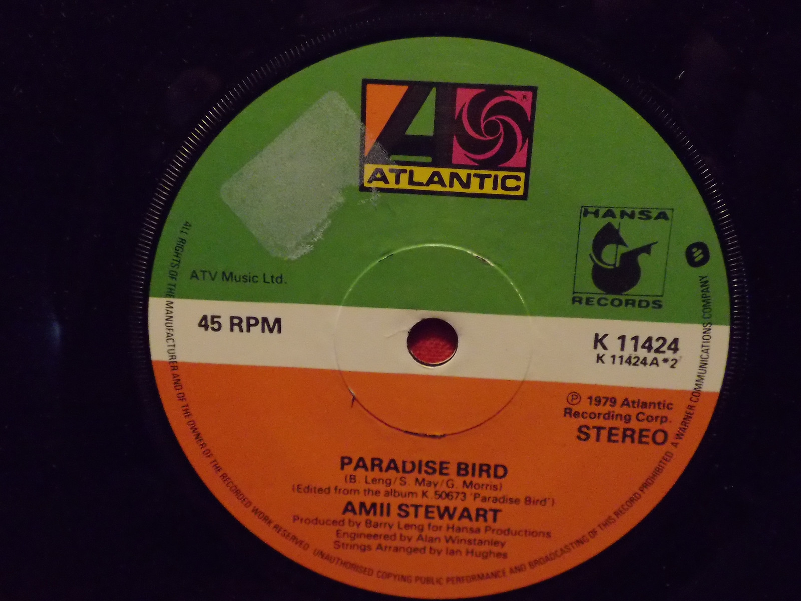 Amii Stewart – The letter / Paradise bird (UK-Single, K 11424, 1979), Bild 2