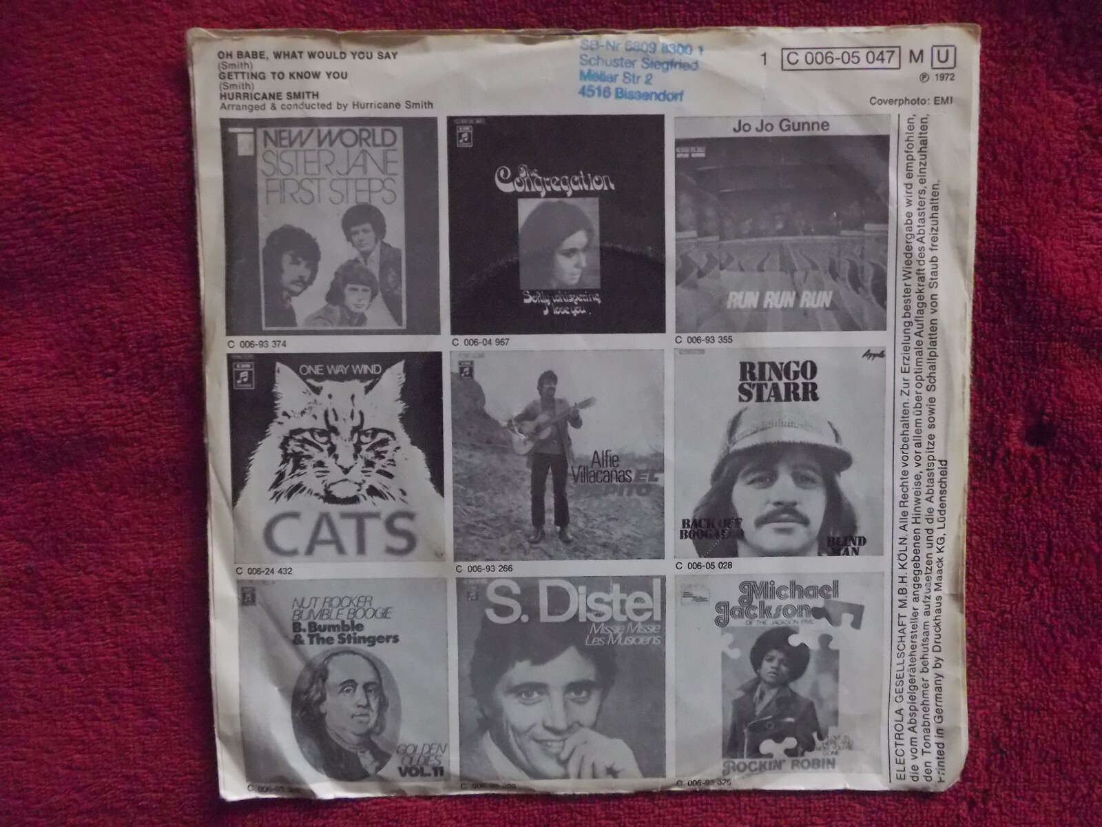 Hurricane Smith – Oh Babe, What Would You Say / Getting to Know You (Single, 1972), Bild 2