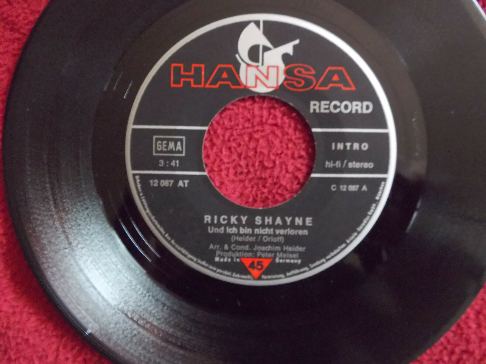 Ricky Shayne – Und ich bin nicht verloren / Er war ein Teufel | Hansa Records 12 087 AT