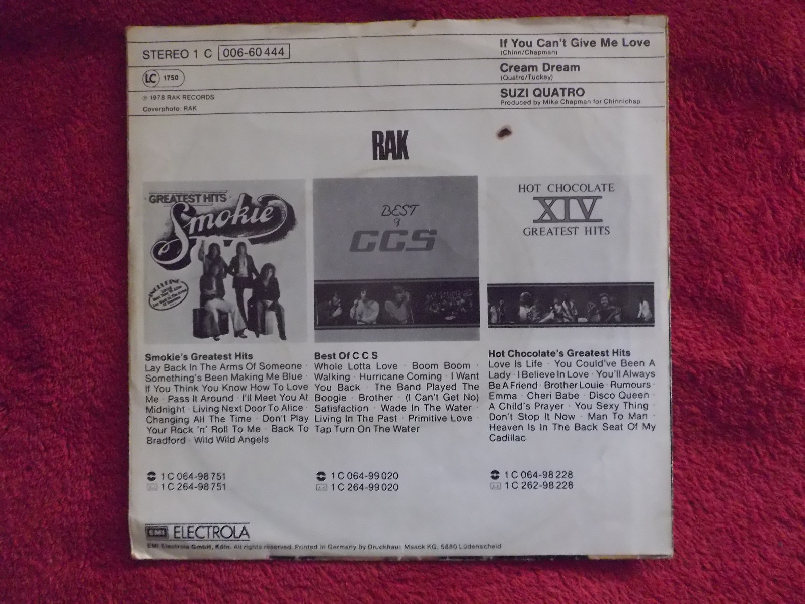 Suzi Quatro – If you can´t give me love / Cream dream (7-inch-Single), Bild 2