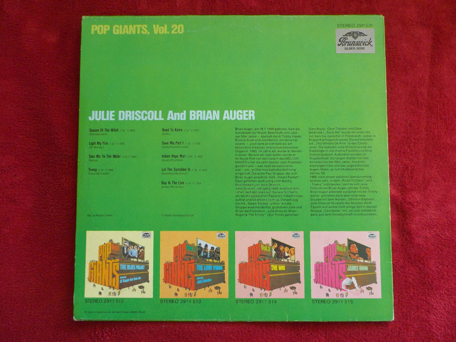 Julie Driscoll & Brian Auger – Pop Giants Vol. 20 (LP), Bild 2