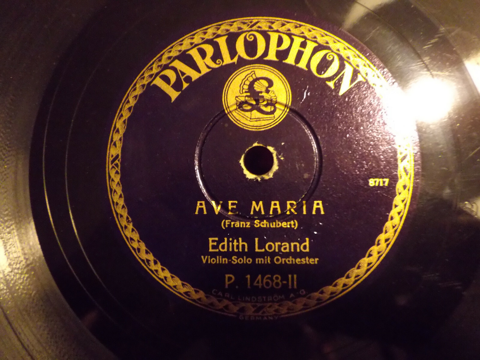 Edith Lorand – Serenata / Ave Maria | Parlophon Records P. 1468-1/2 | Schellack, Bild 2