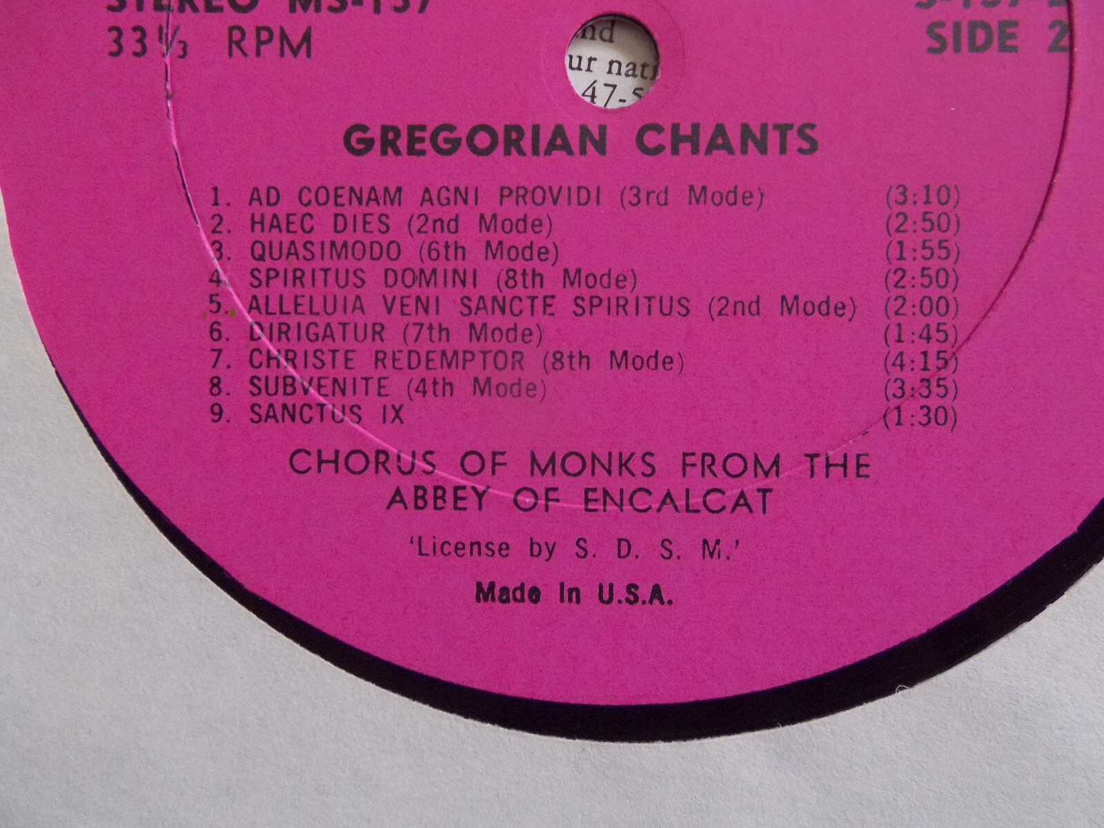 Gregorian Chants – Monks from the Abbey of Encalcat in France | Music Guild Records MS 137 (LP), Bild 4