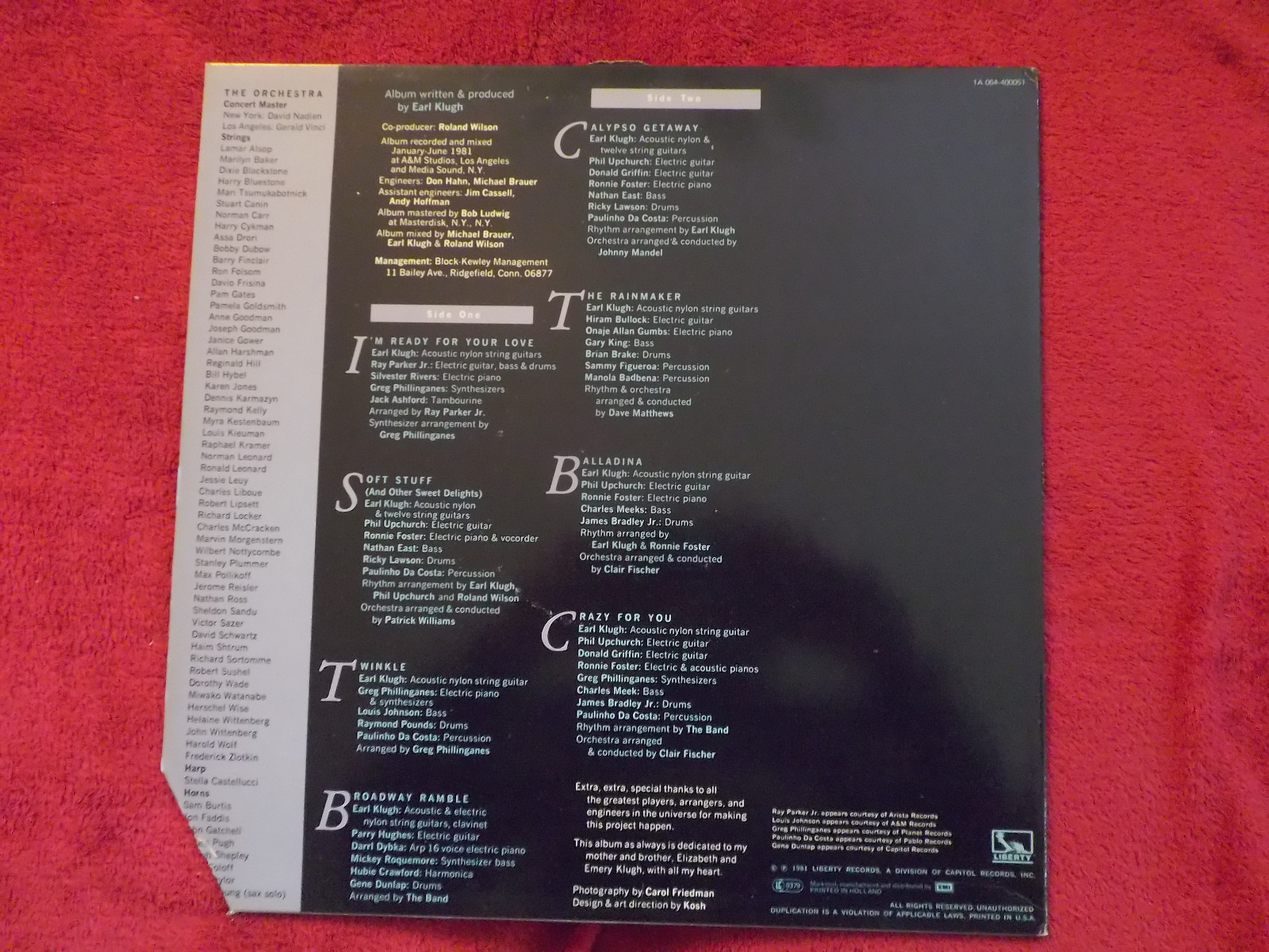 Earl Klugh – Crazy for you | Liberty Records LP, Niederlande, 1981, Bild 2