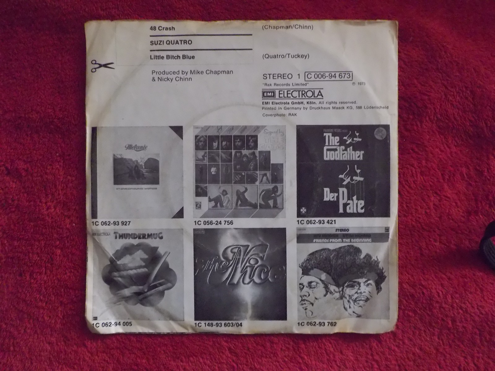 Suzi Quatro – 48 Crash / Little bitch blue (7″-Single, RAK Records, 1973), Bild 2