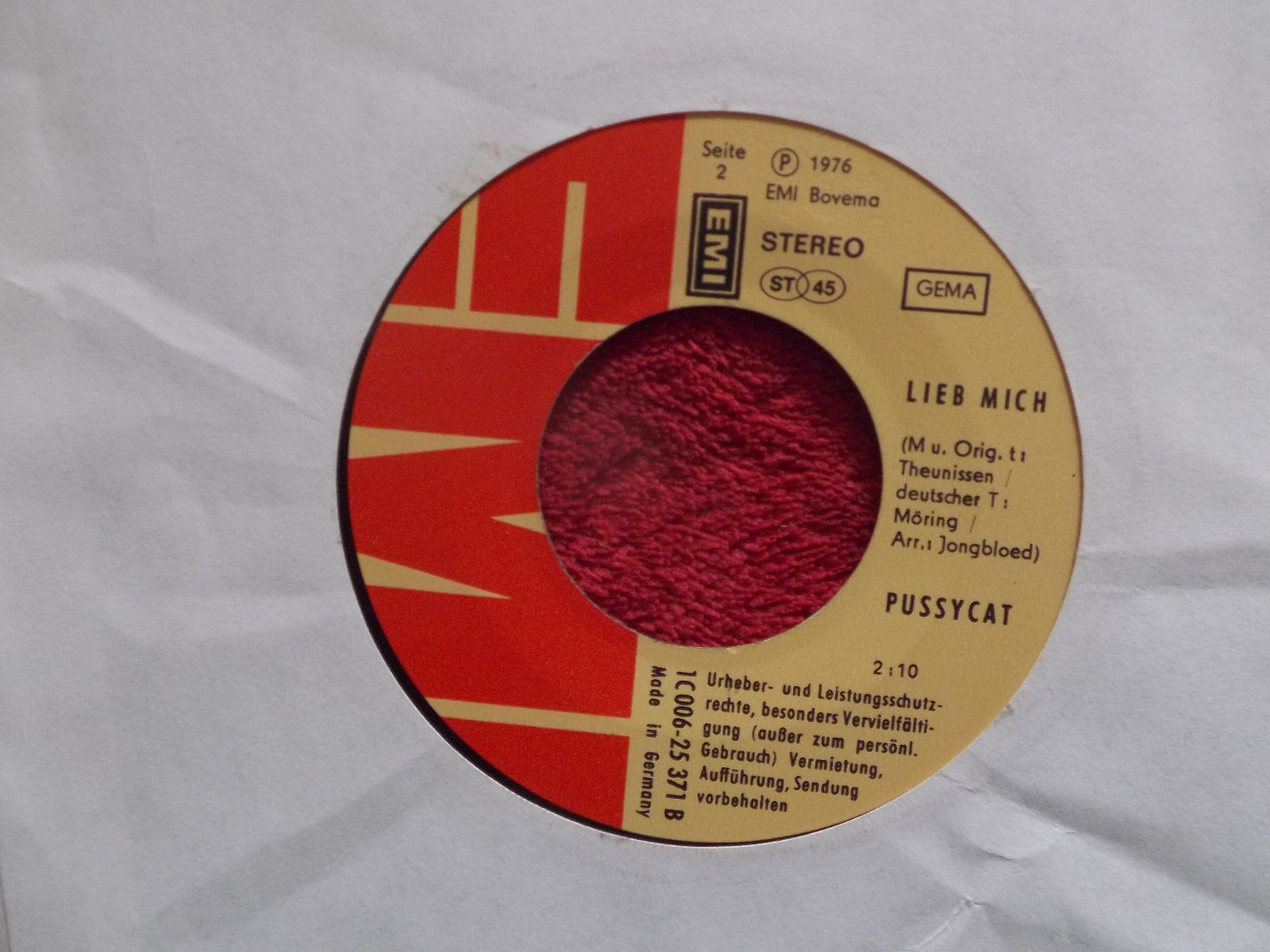 Pussycat – Mississippi / Lieb mich | EMI Records, deutsche Single (1976), Bild 2