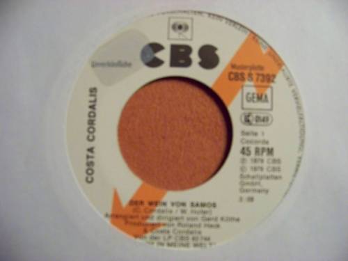 Costa Cordalis – Der Wein von Samos / Das kleine Haus am Meer (CBS Records, S 7392)
