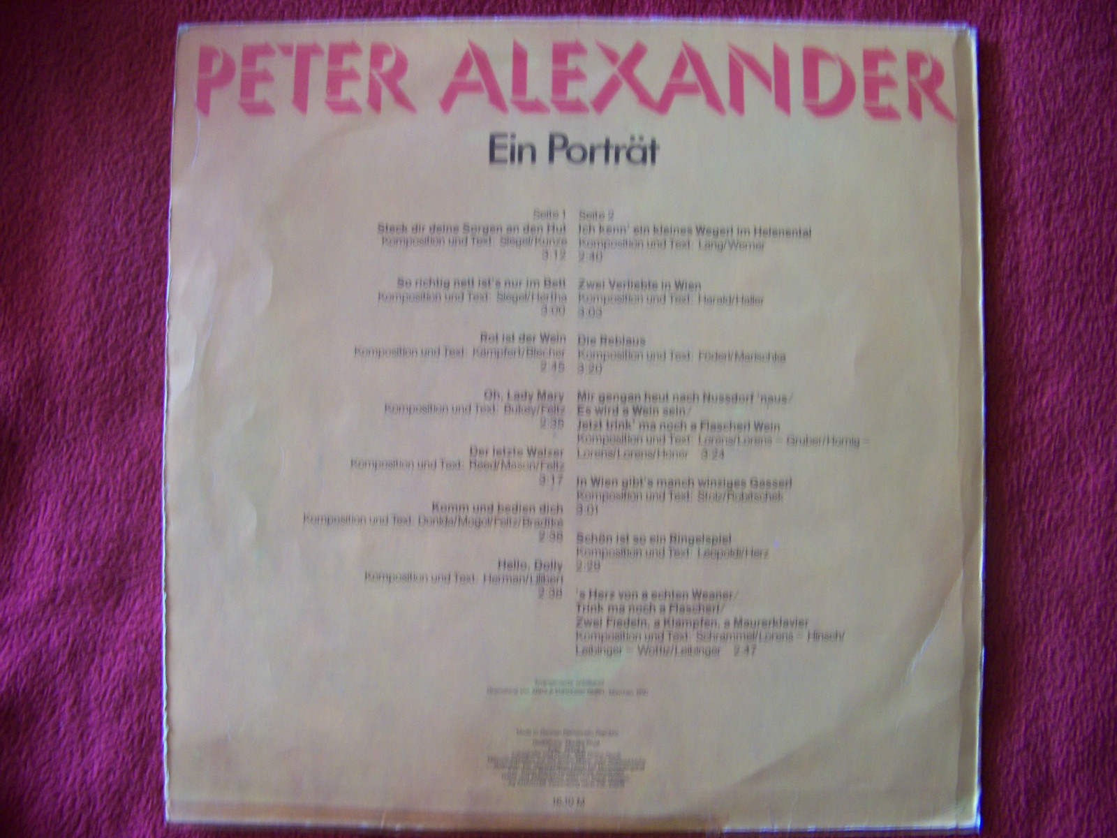 Peter Alexander – Ein Porträt (Amiga LP, 8 55 608), Bild 2