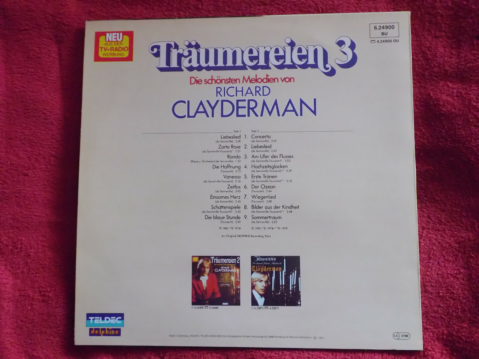 Richard Clayderman – Träumereien 3 | Teldec Records LP, Deutschland 1981, Bild 2