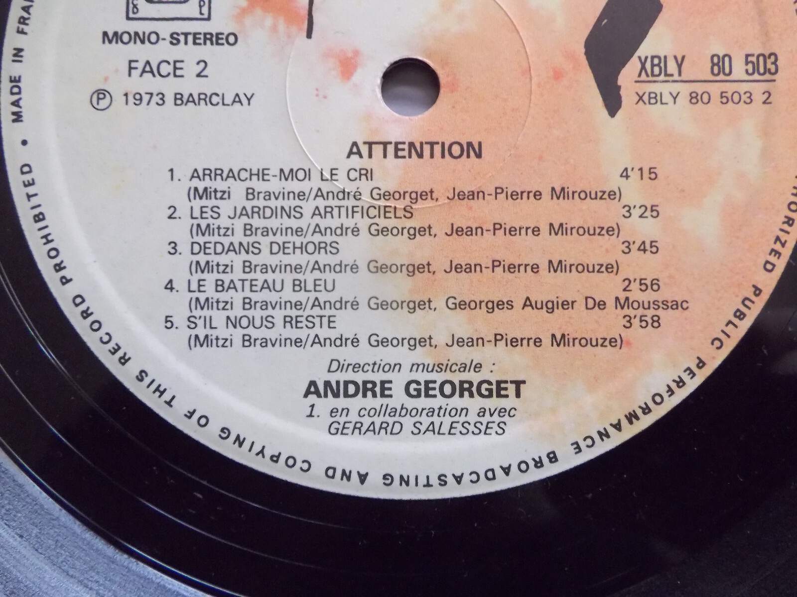 JP Mirouze, A. Georget, M Bravine – Attention | Barclay LP, Frankreich, 1973, Bild 6