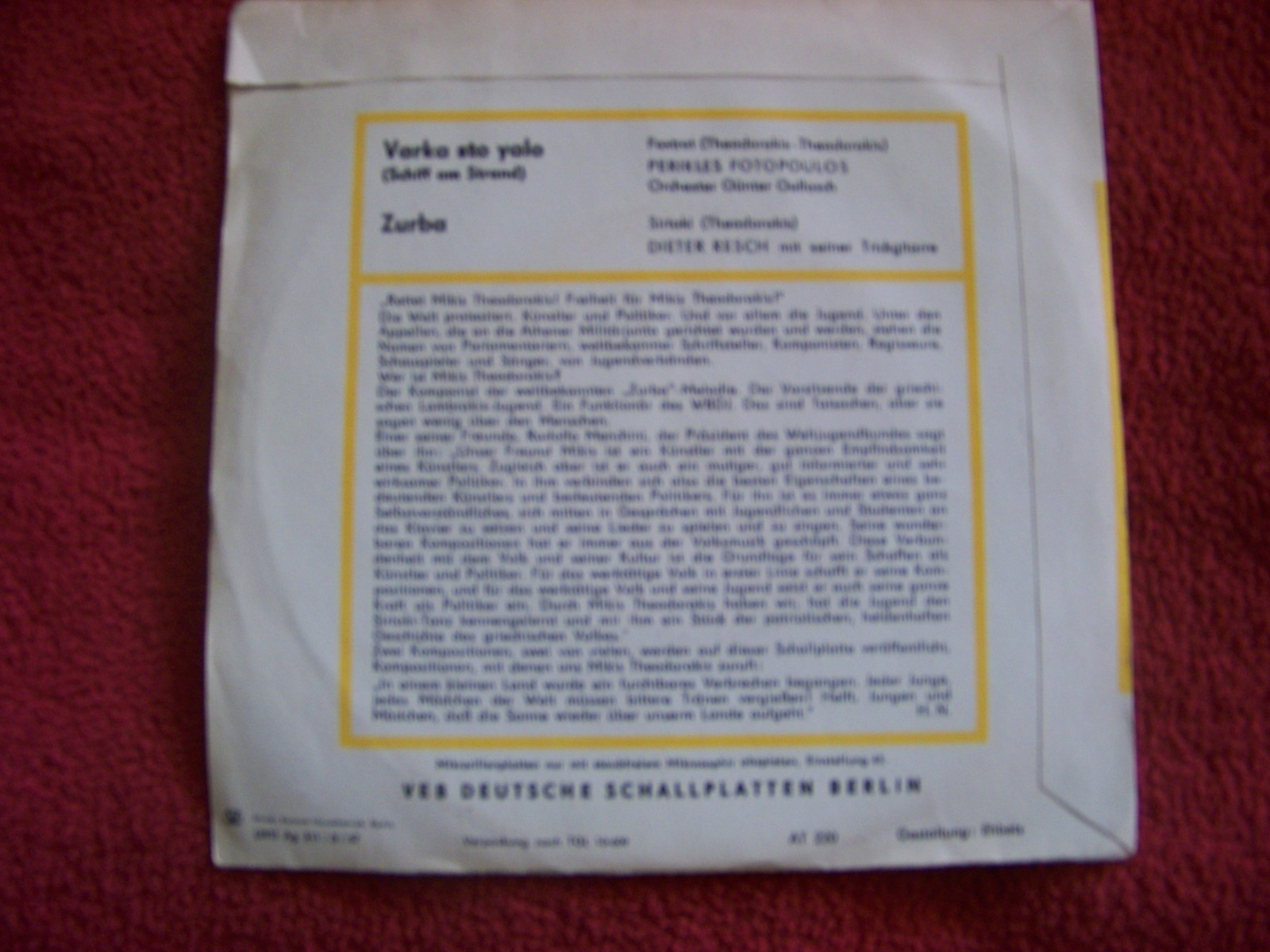 Mikis Theodorakis – Varka sto yalo / Zurba (Amiga, 1967), Bild 2