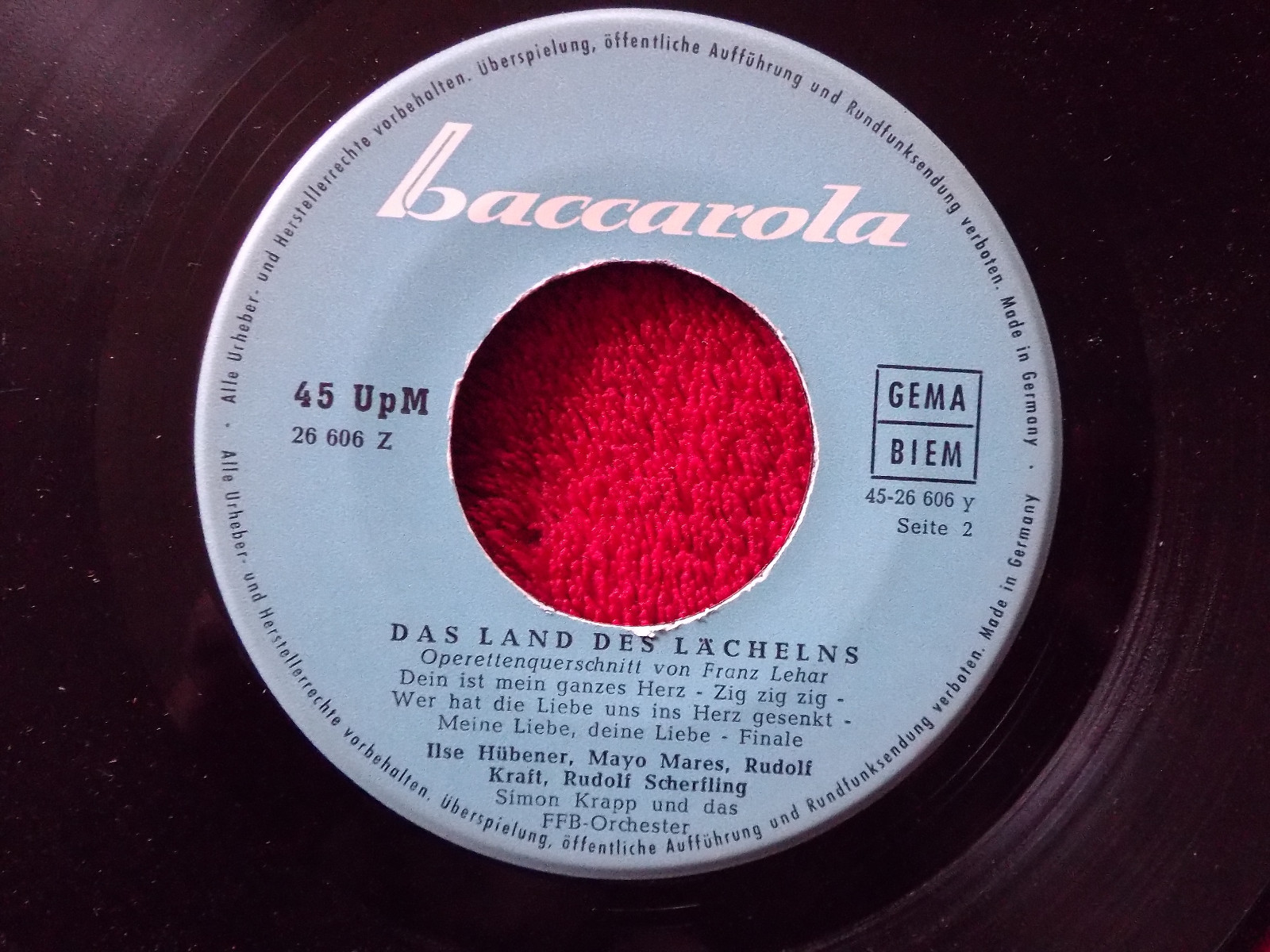 Das Land des Lächelns – Operettenquerschnitt von Franz Lehár, Baccarola Records 26 606 Z, Bild 2