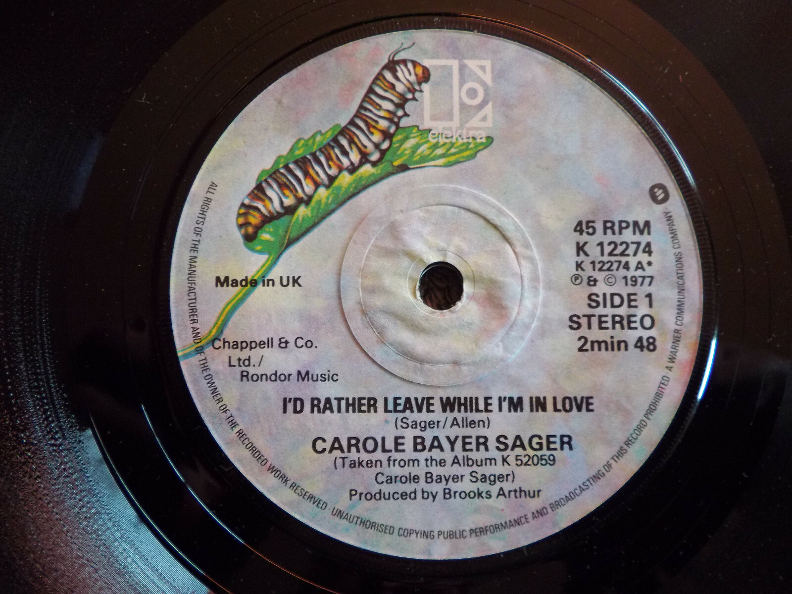 Carole Bayer Sager – I´d rather leave while I´m in love / Come in from the rain (7″ Single)