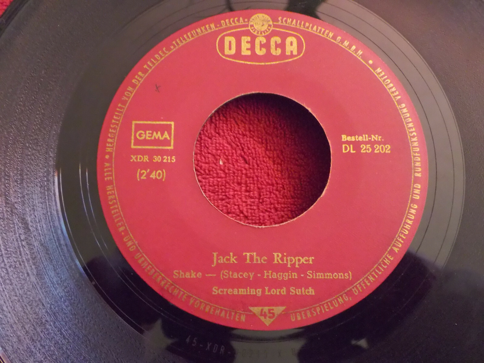 Screaming Lord Sutch – Jack the Ripper / I´m a hog for you (Decca, Single)