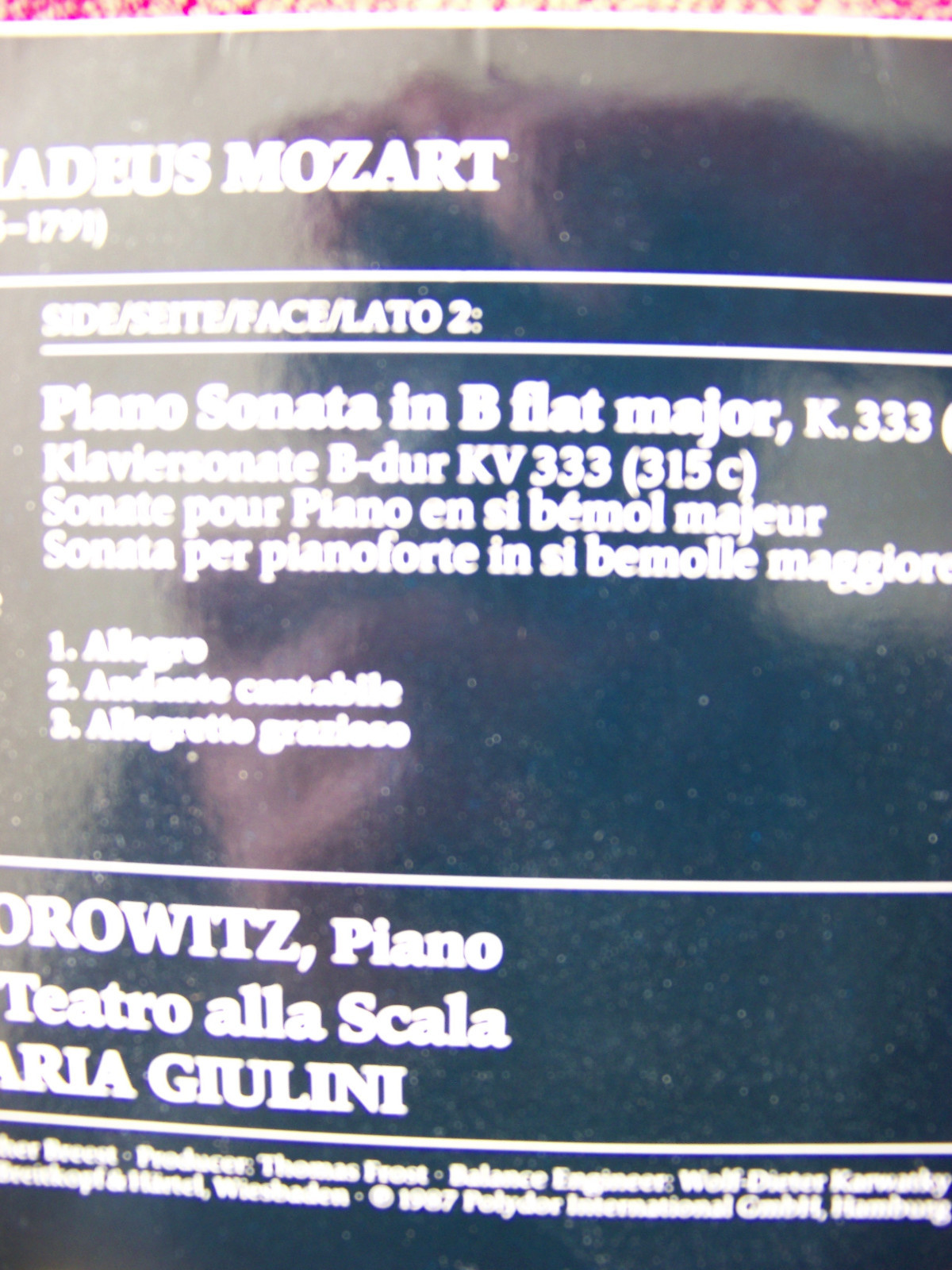 Horowitz plays Mozart – Deutsche Grammophon LP (1987), Bild 4