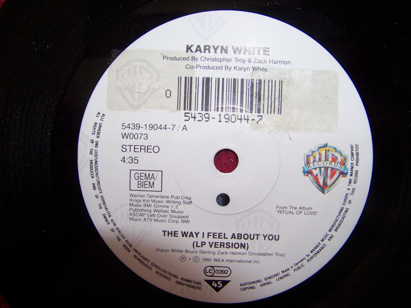 Karyn White – The Way I Feel About You (7″-Single)