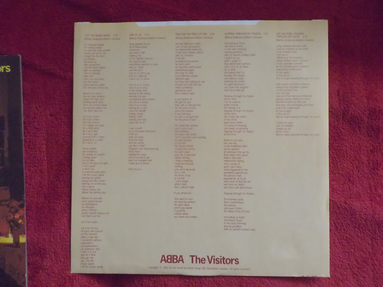 ABBA – The Visitors (LP, Vogue Records, 1981), Bild 4