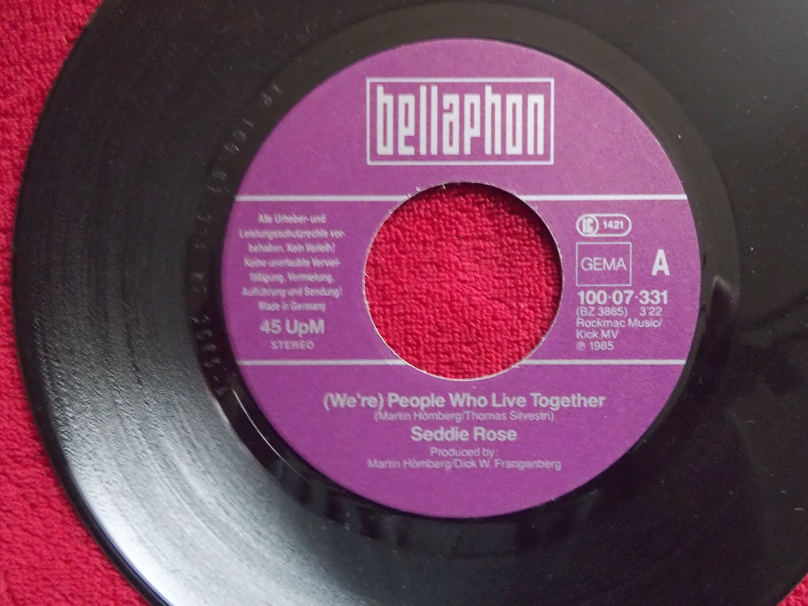 Seddie Rose – People who live together / Point of no return · Bellaphon 100-07-331 · 7″-Single (1985), Bild 2