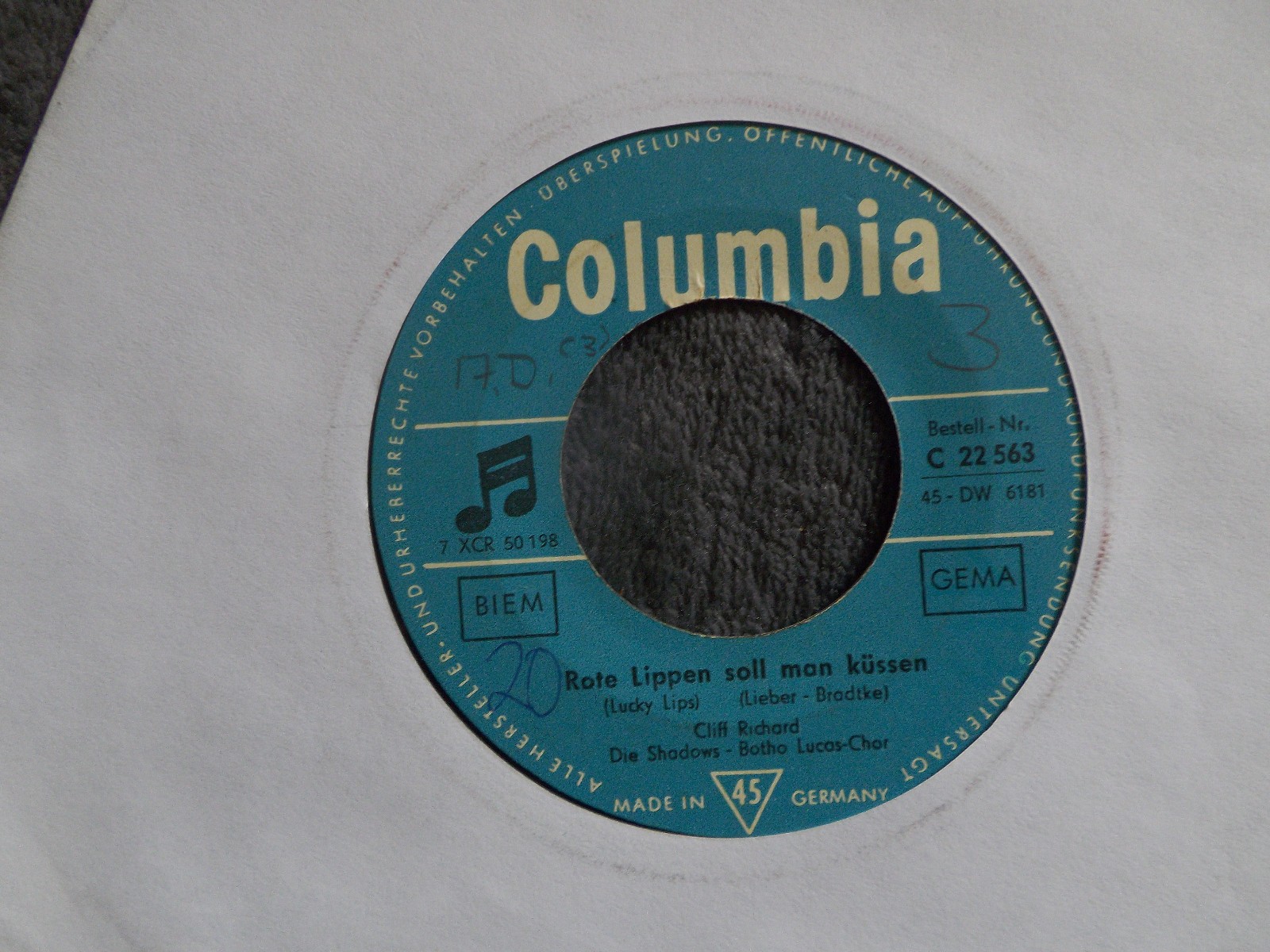 Cliff Richard – Rote lippen soll man küssen / Let’s make a memory (Columbia-Single)