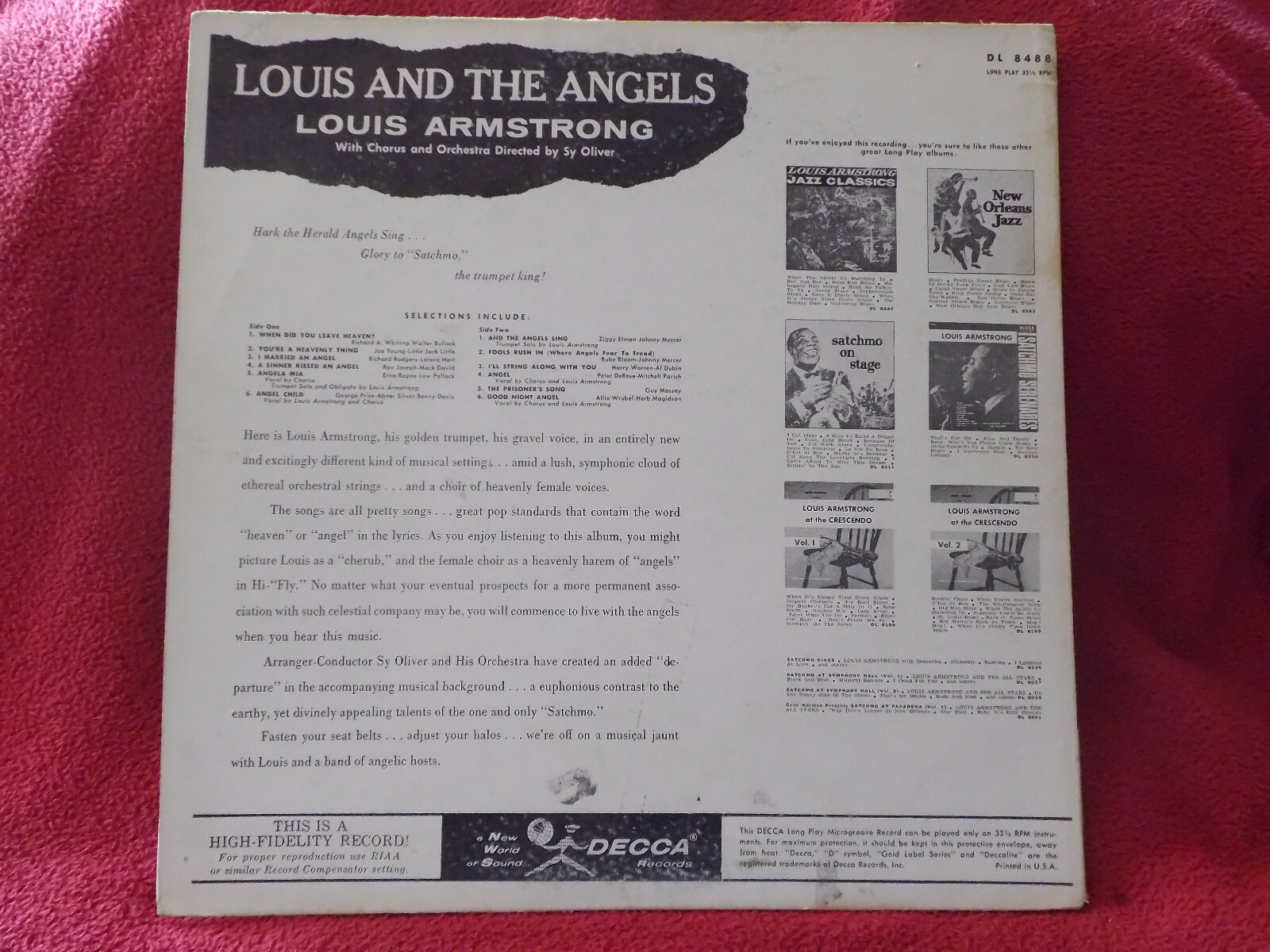 Louis Armstrong – Louis and the Angels (Decca LP, USA), Bild 2