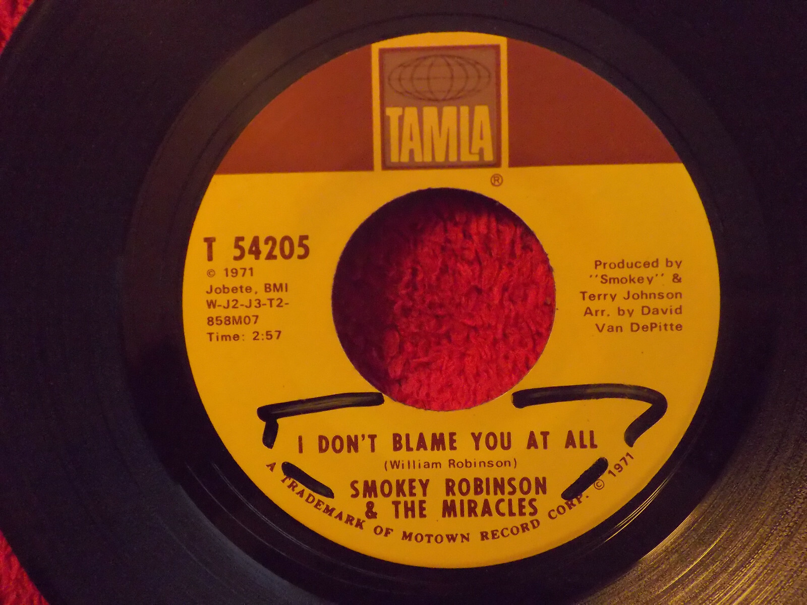 Smokey Robinson – I don´t blame you at all / That girl (Tamla, T 54205), Bild 2