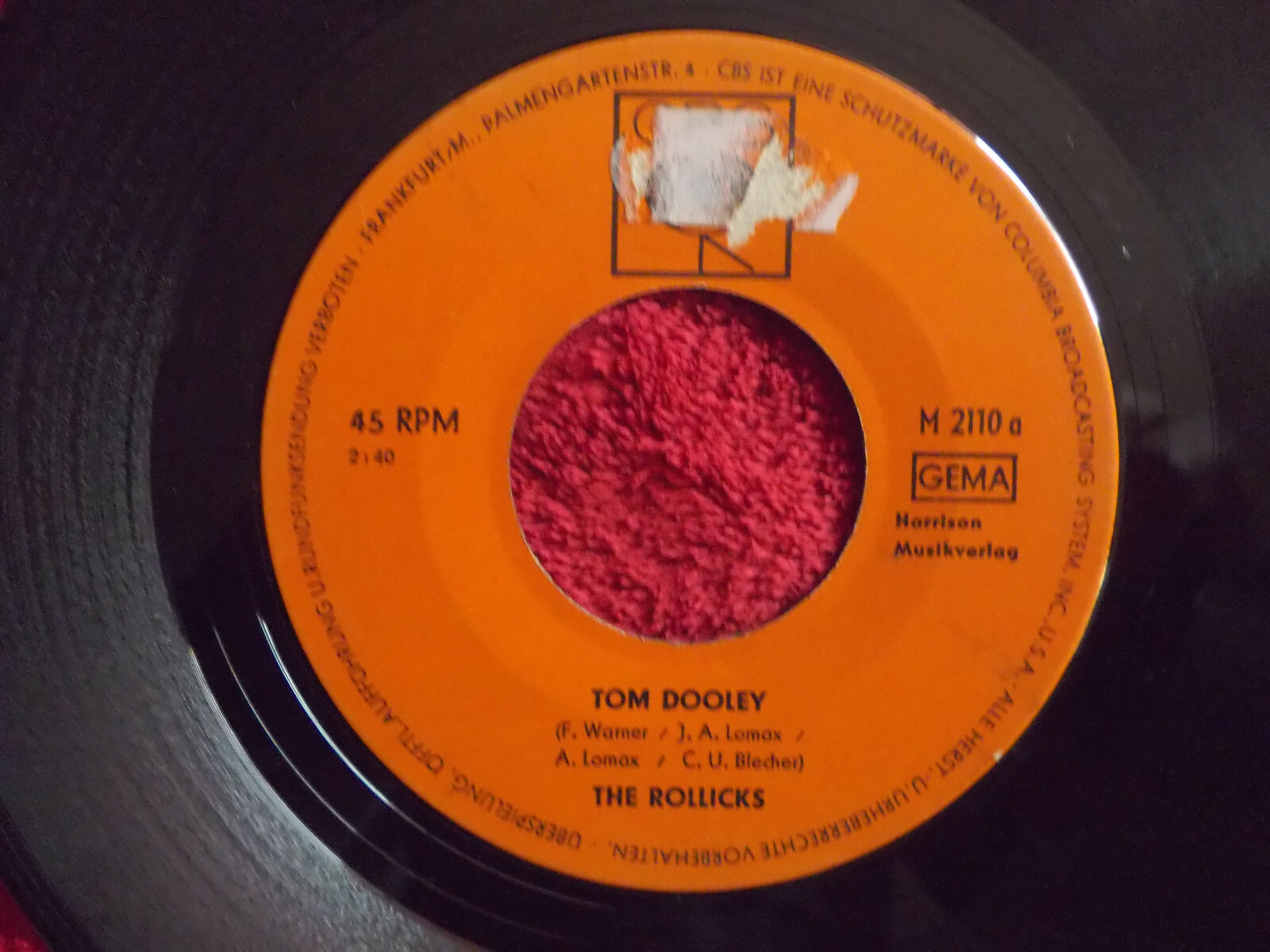 The Rollicks – Tom Dooley / Das Totenschiff (CBS Records, Single)