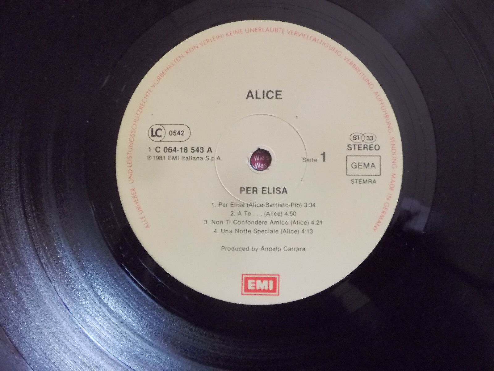 Alice – Per Elisa | EMI Records, 1C 064-18 543 | LP, Deutschland 1981, Bild 2
