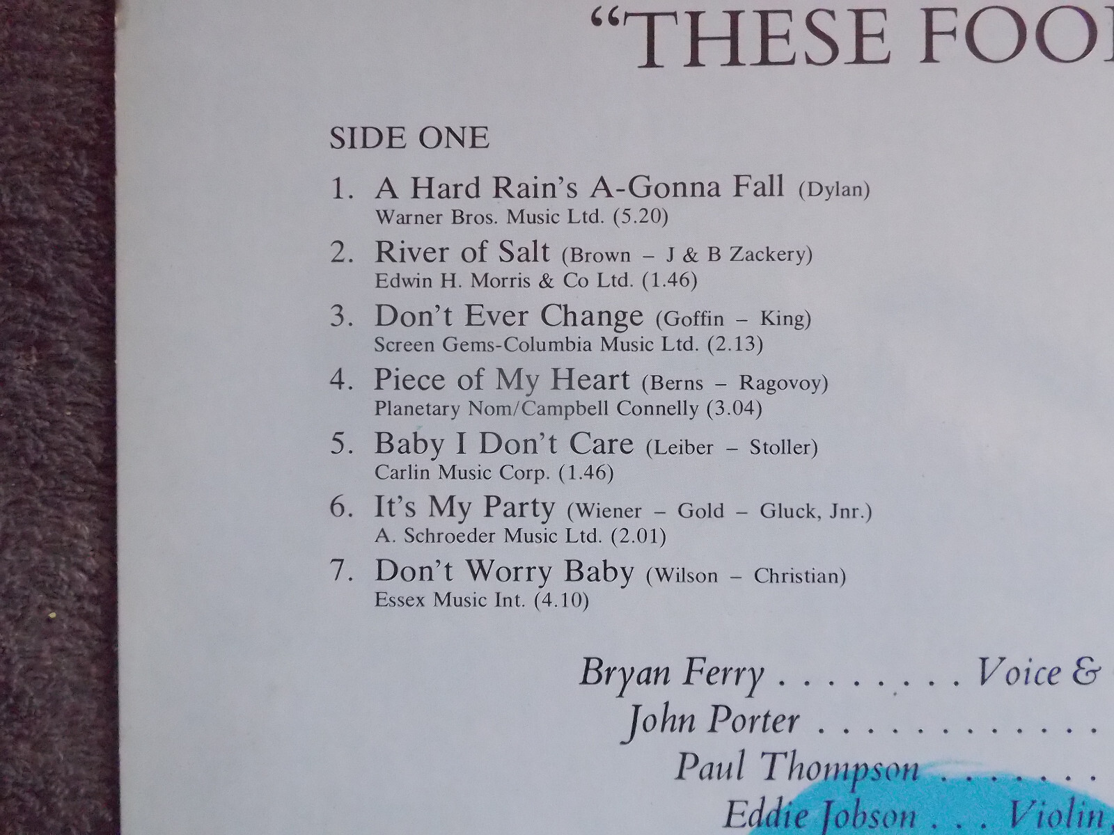 Bryan Ferry – These Foolish Things · Polydor LP, Bild 3