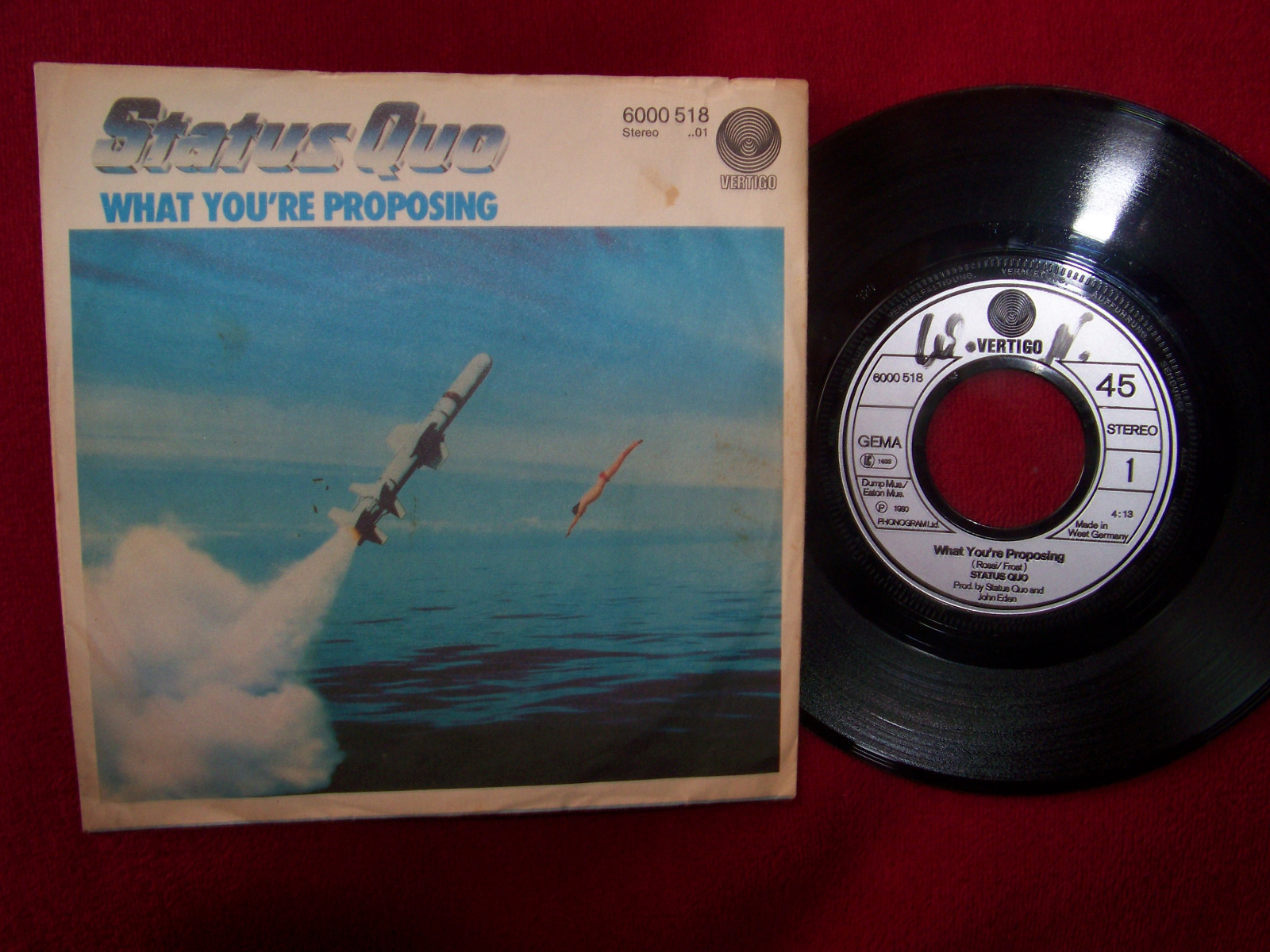 Status Quo – What you´re proposing / A B blues (7″-Single, Vertigo, 1980)