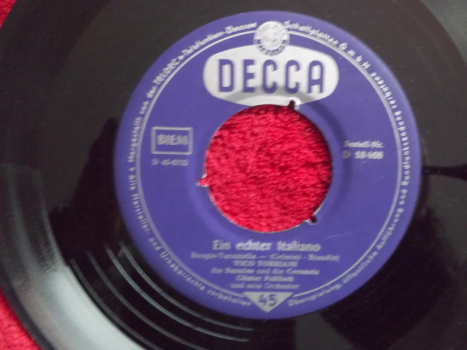 Vico Torriani – Ein echter Italiano / Buona sera, Annabell (Decca 7″-Single), Bild 2