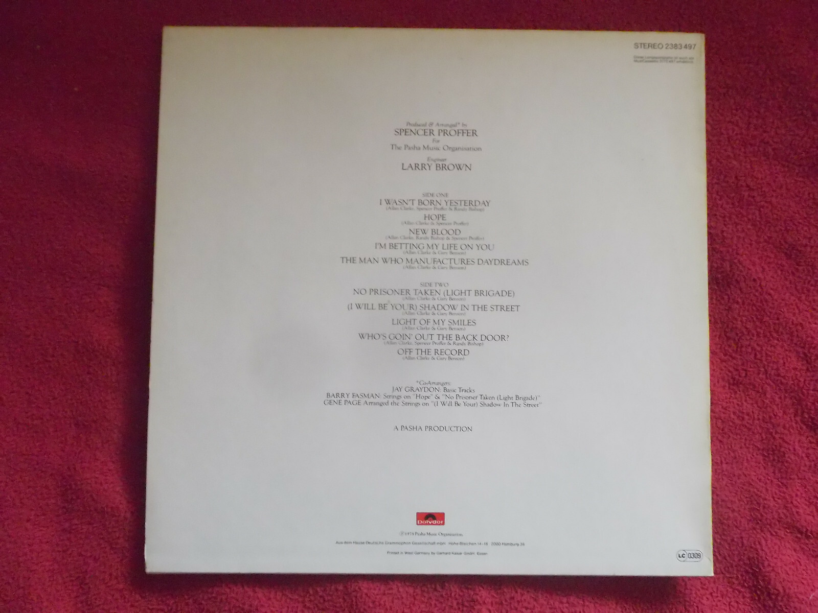 Allan Clarke – I wasn´t born yesterday (Polydor LP, 1978), Bild 2