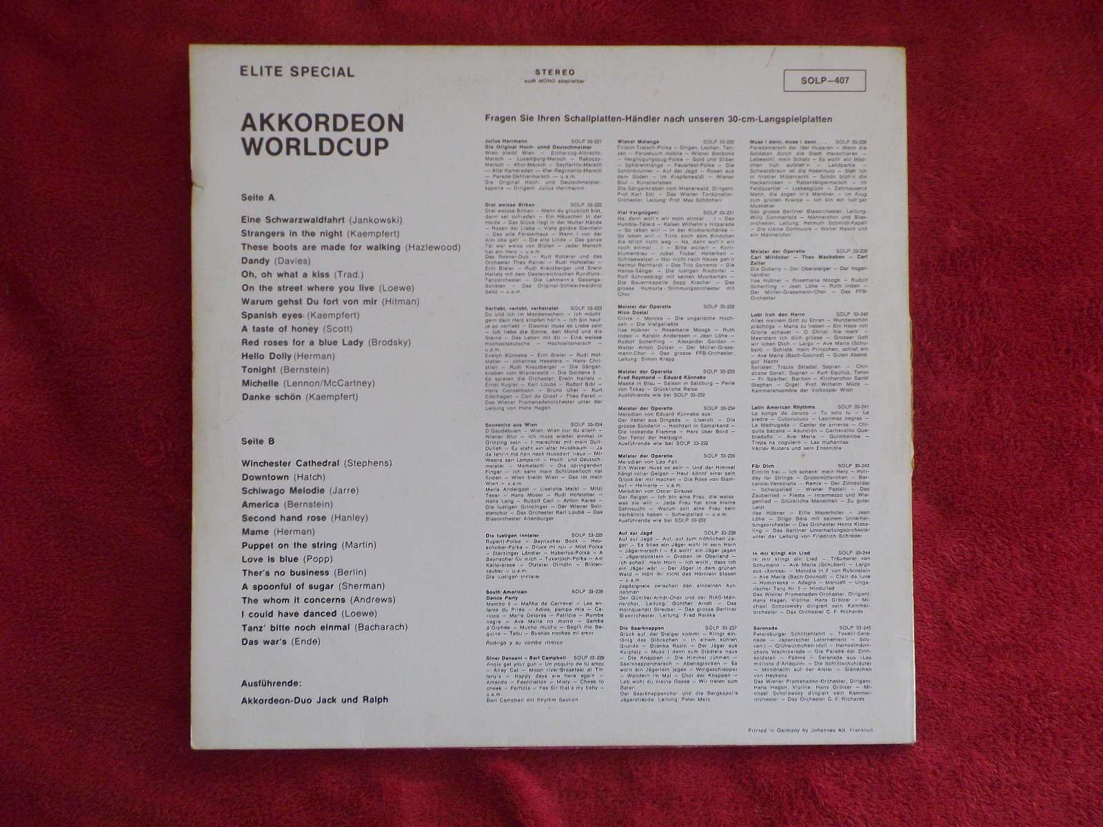 Akkordeon-Duo Jack und Ralph – Akkordeon Worldcup (LP), Bild 2
