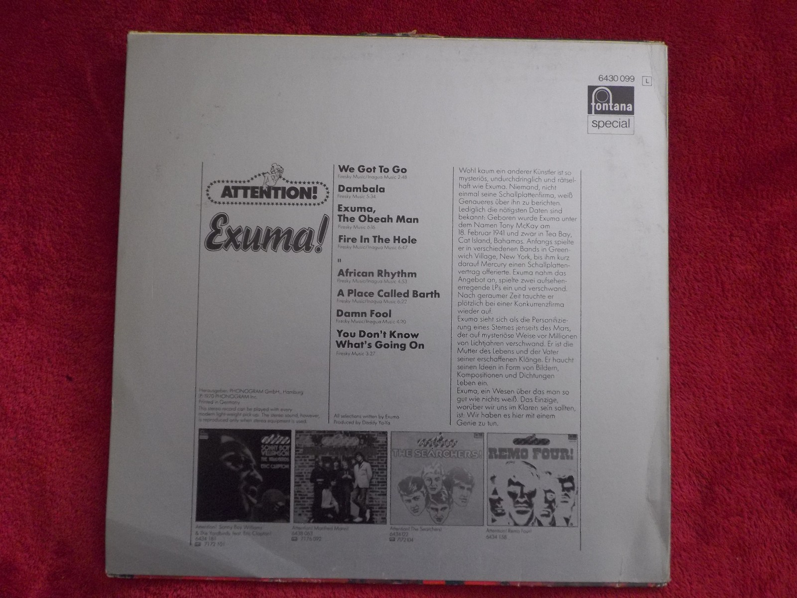 Exuma – Attention! Exuma! | Fontana LP, 1970, Bild 2