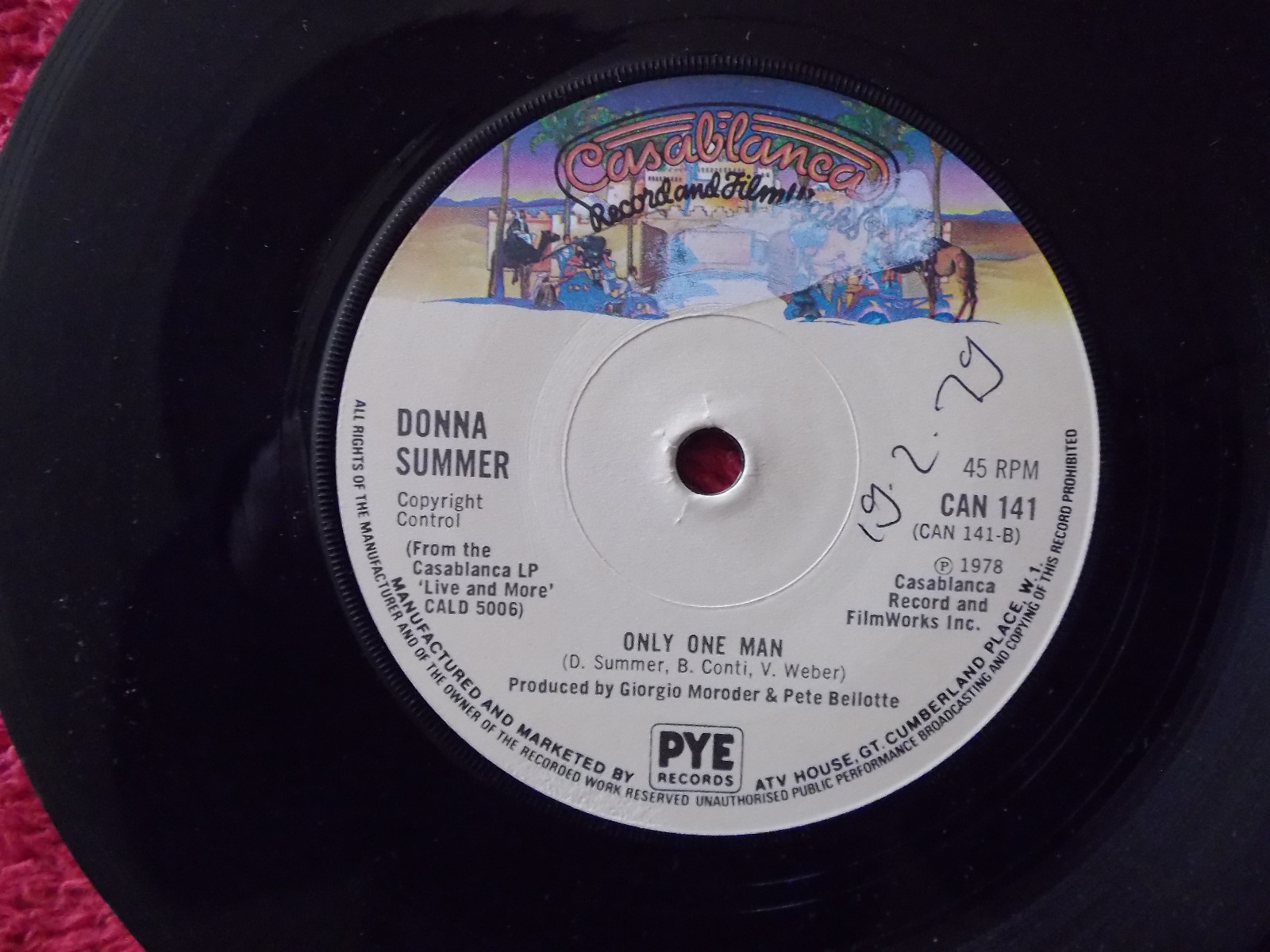 Donna Summer – Heaven knows / Only one man | Casablanca / Pye Records, CAN 141 (1978), Bild 2