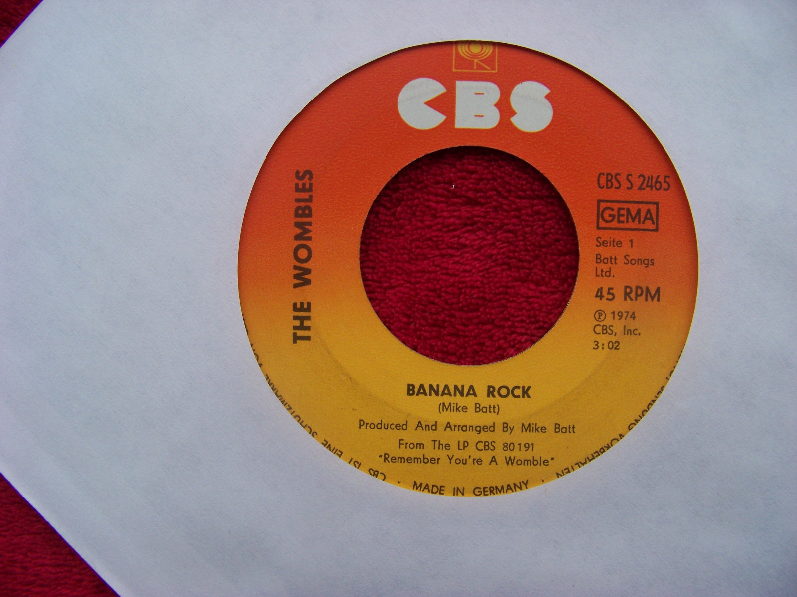 The Wombles – Banana rock / The Womble square dance (CBS, CBS S 2465, 1974)