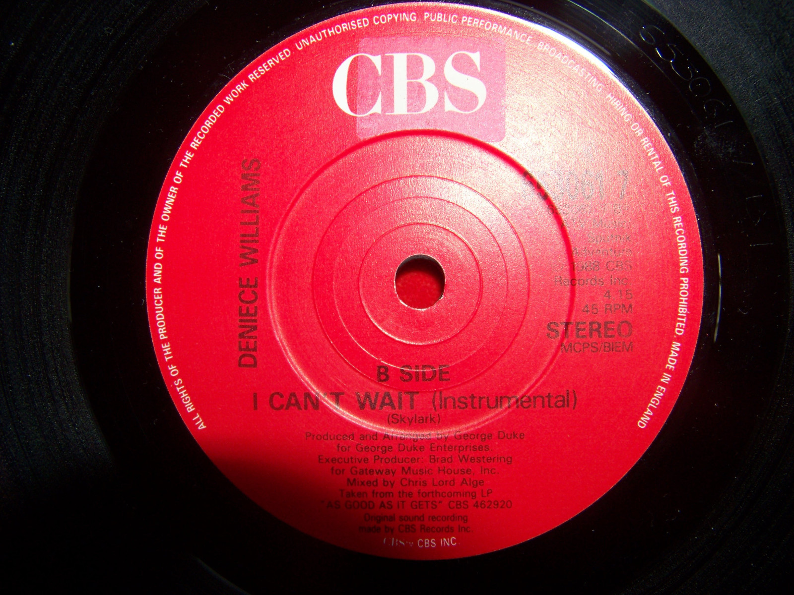 Deniece Williams – I can´t wait / I can´t wait (Instr.), UK-Single, Bild 2